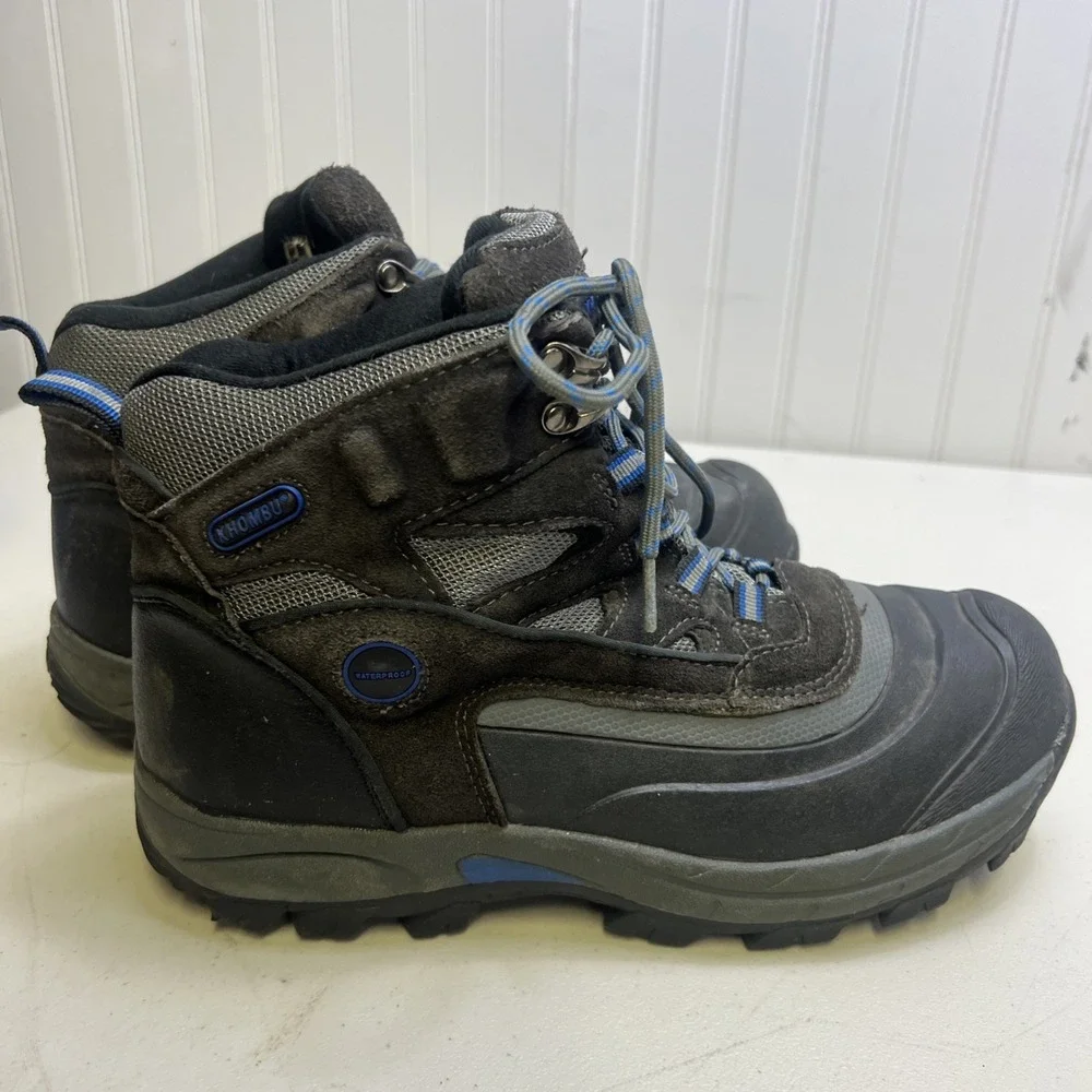 Khombu Fleet Hiking Trail Waterproof Boots 146740 Men's Size 10 Black/Gray/Blue